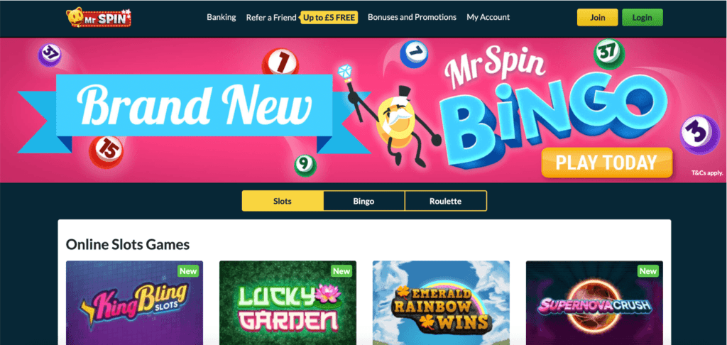 Mr Spin - free spins casinos